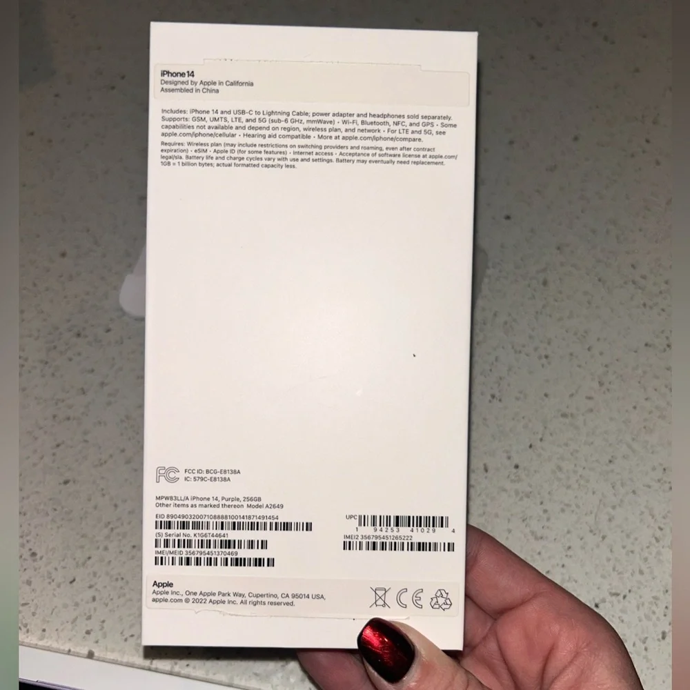 Apple iPhone 14 Purple Box Only | Original Packaging + Inserts | No Phone